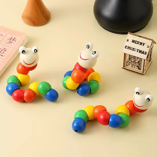 Gusano didactico de madera